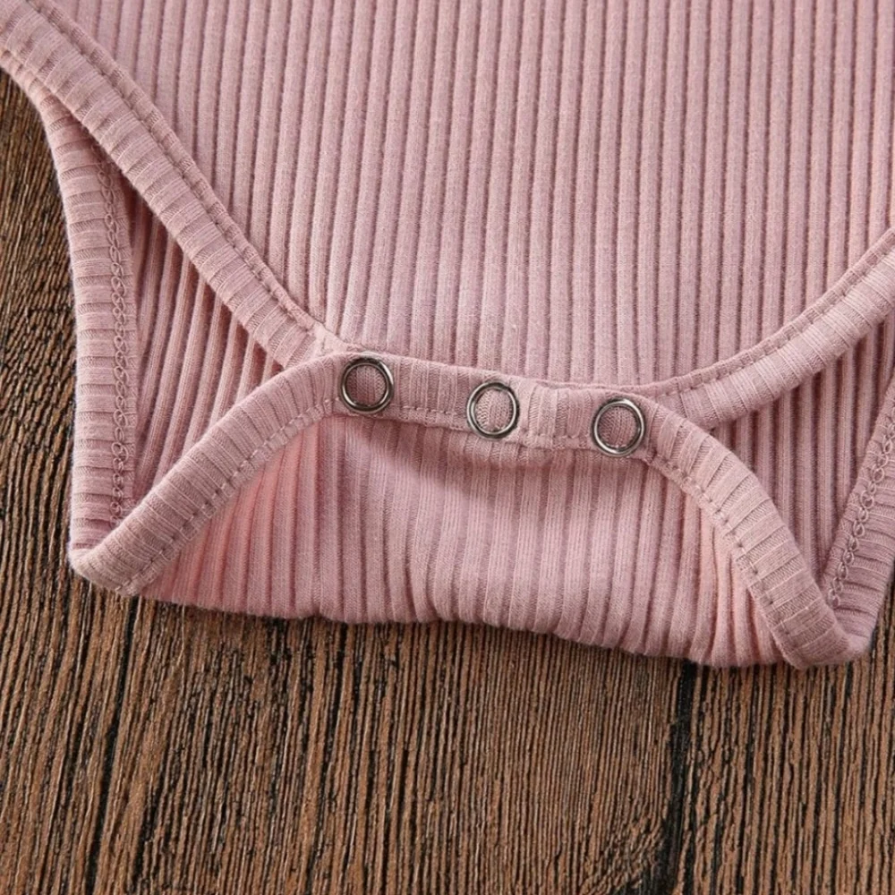 Baby Girl Ribbed Two-Piece Set Dusty Pink Bodysuit & Ruffle Bloomer Outfit 9-12M